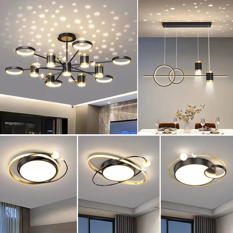Black Nordic style iron chandelier with 13 lights and remote control