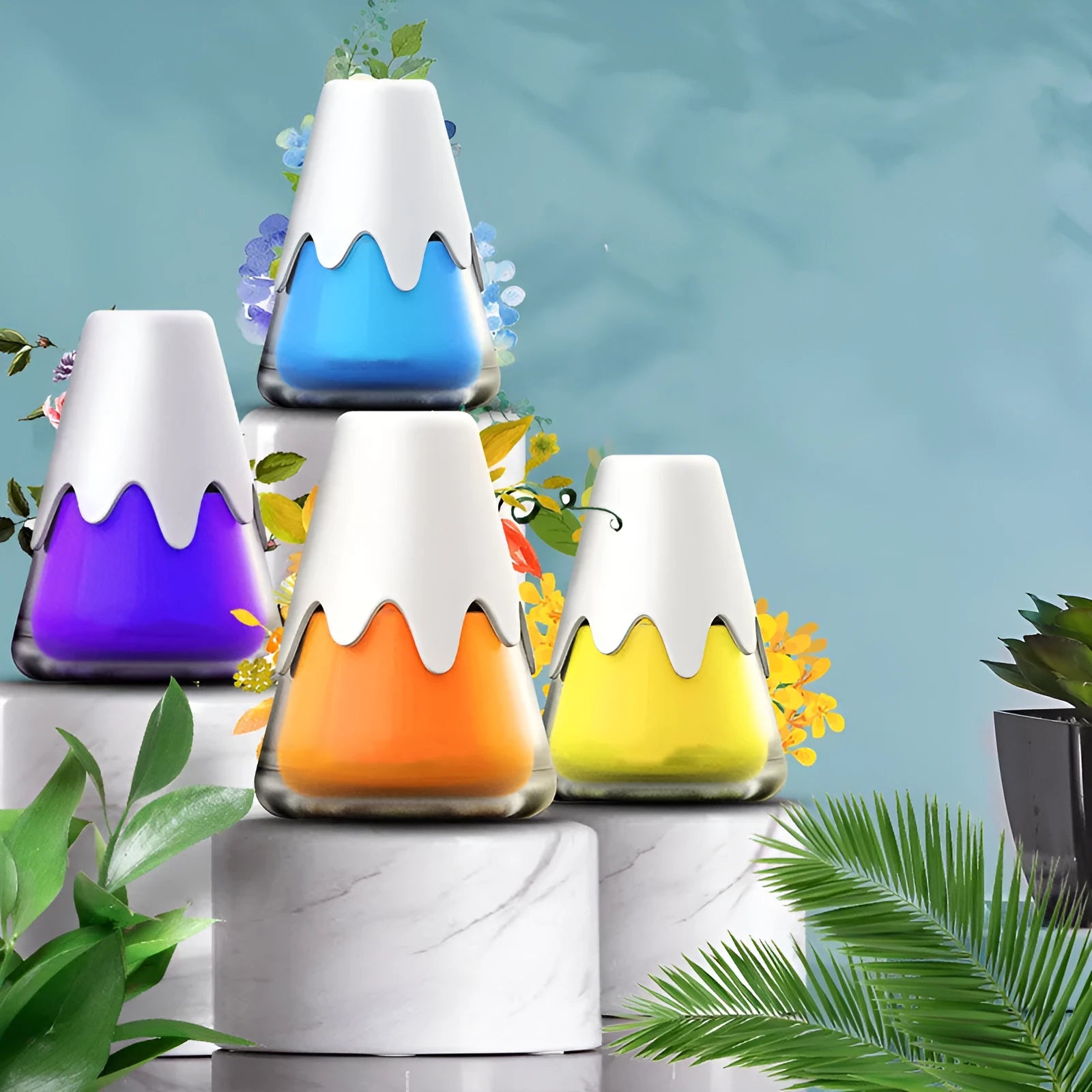 Glass jar car aromatherapy unit with snow mountain fragrance cream, measuring 9.10 x 6.9 cm