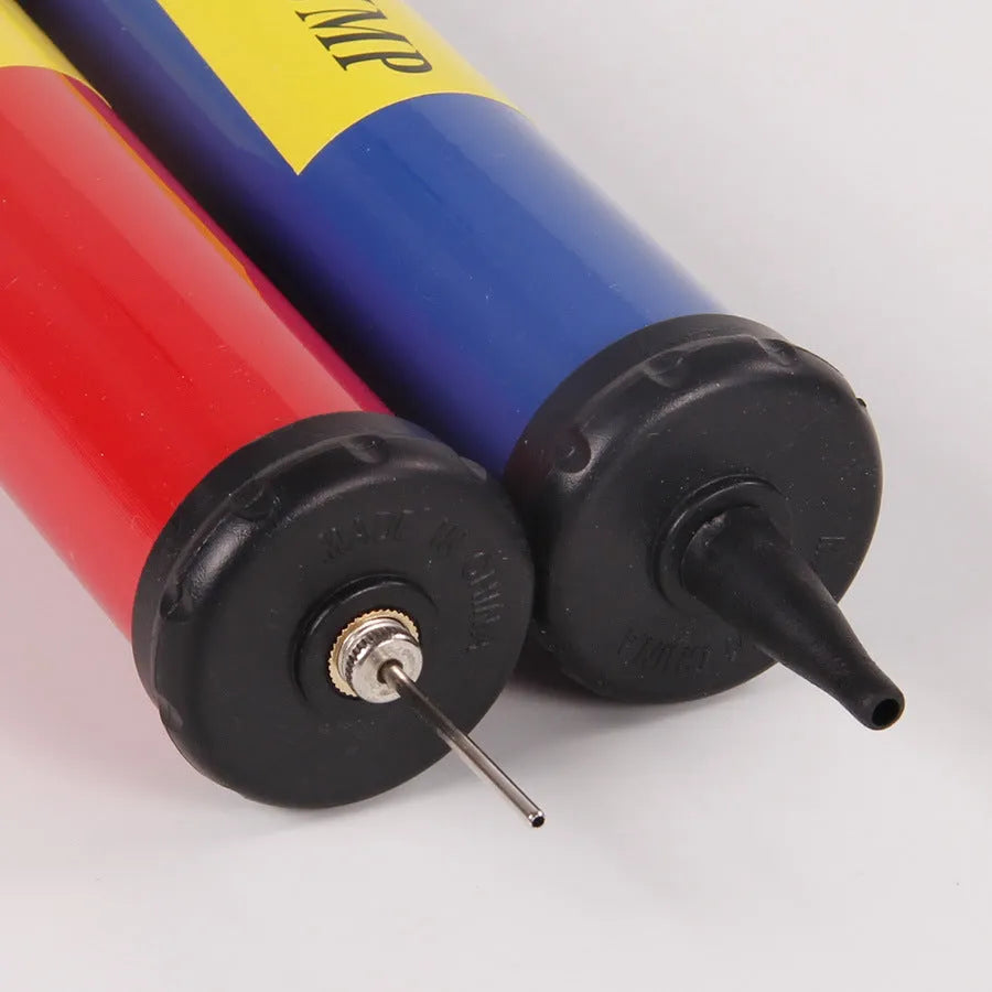 Manual plastic hand pump for inflating basketballs, footballs, volleyballs and balloons in mixed colour.