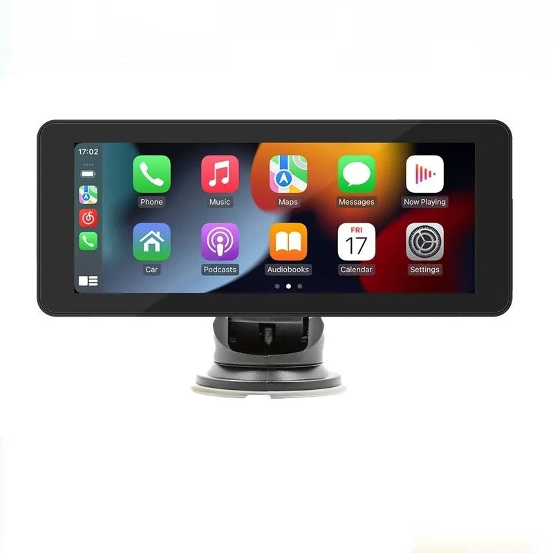 Portable wireless car-mounted video player with 6.86-inch IPS screen showing multimedia display