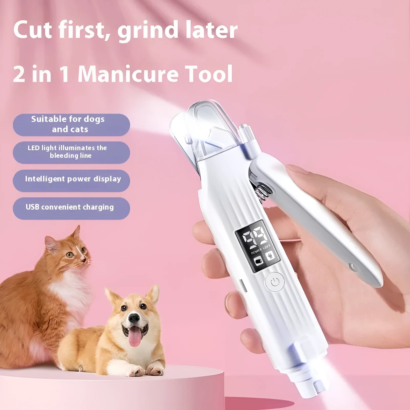 White ABS dog nail clippers with HZ8 specification for pet grooming