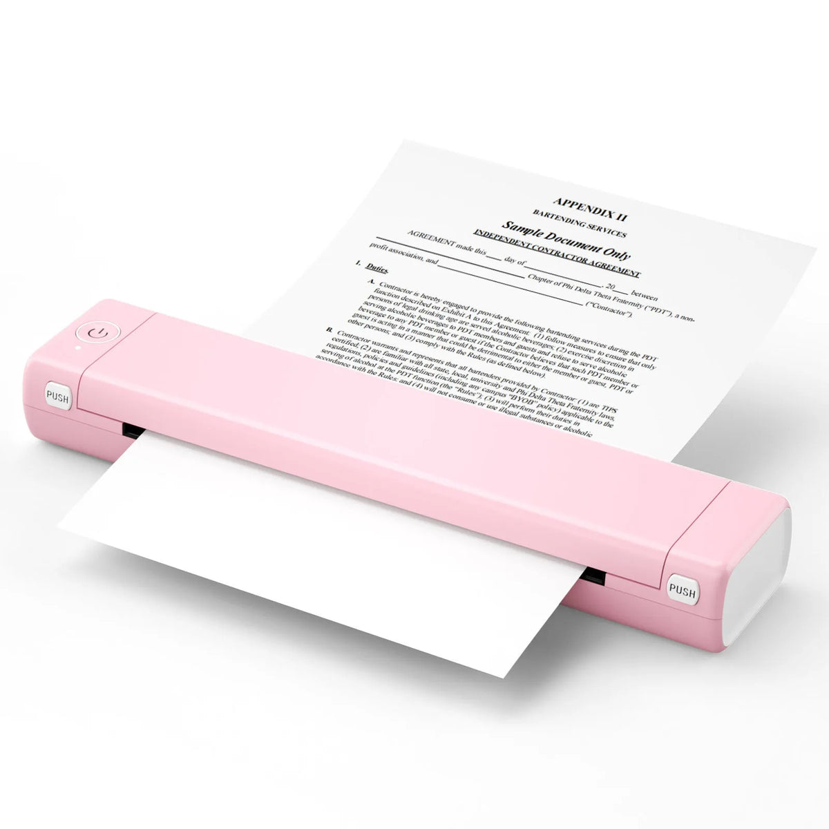 Phomemo M08F portable A4 thermal printer in silver black colour on a desk