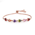 Copper zircon bracelet with geometric inlaid glass stones in water drop oval rectangular round and square shapes
