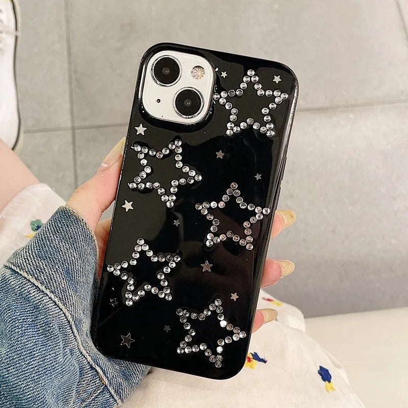 Rhinestone black XINGX epoxy soft phone case for iPhone with protective cover