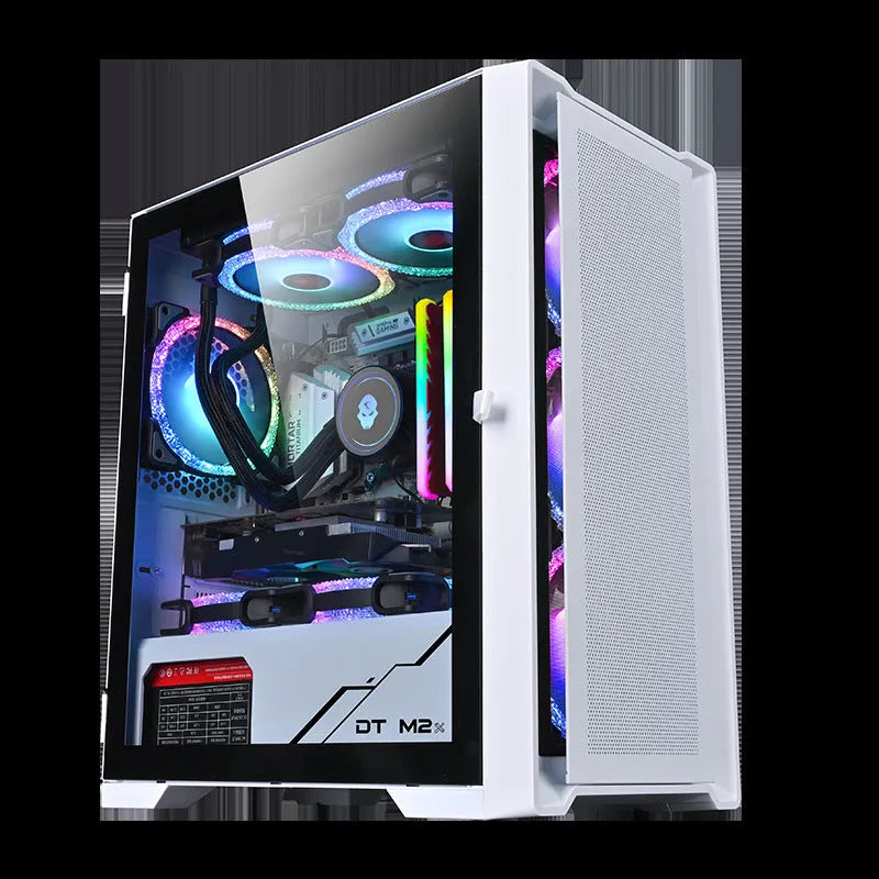 Black wide body tempered glass ITX computer case, SECC sheet steel, 35.6 x 21 x 42.2 cm