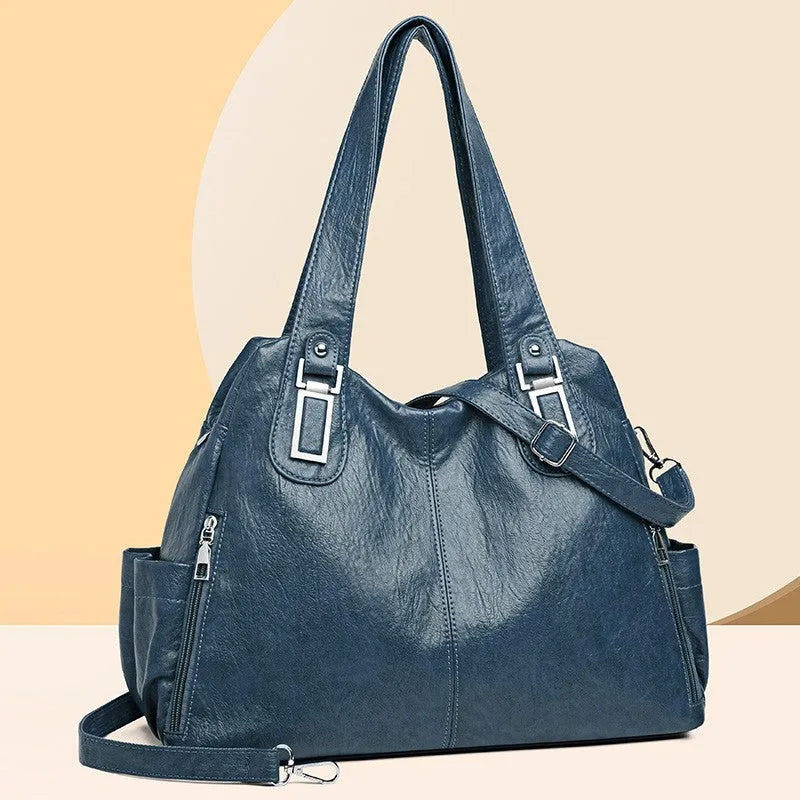 Square vertical women's tote bag in soft PU material with a single shoulder strap, shown in a light brown colour.