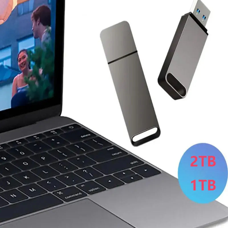 Customisable metal USB flash drive in black, red, or silver with capacity options up to 16TB