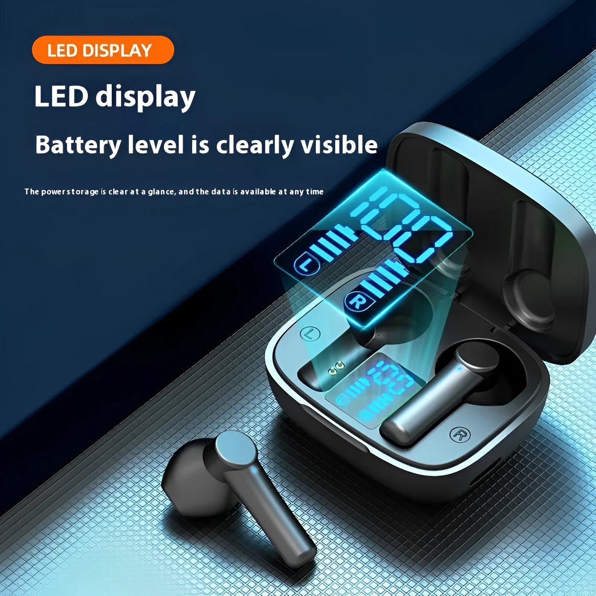 Black white and pink waterproof Bluetooth sports earbuds with charging bin and LED display