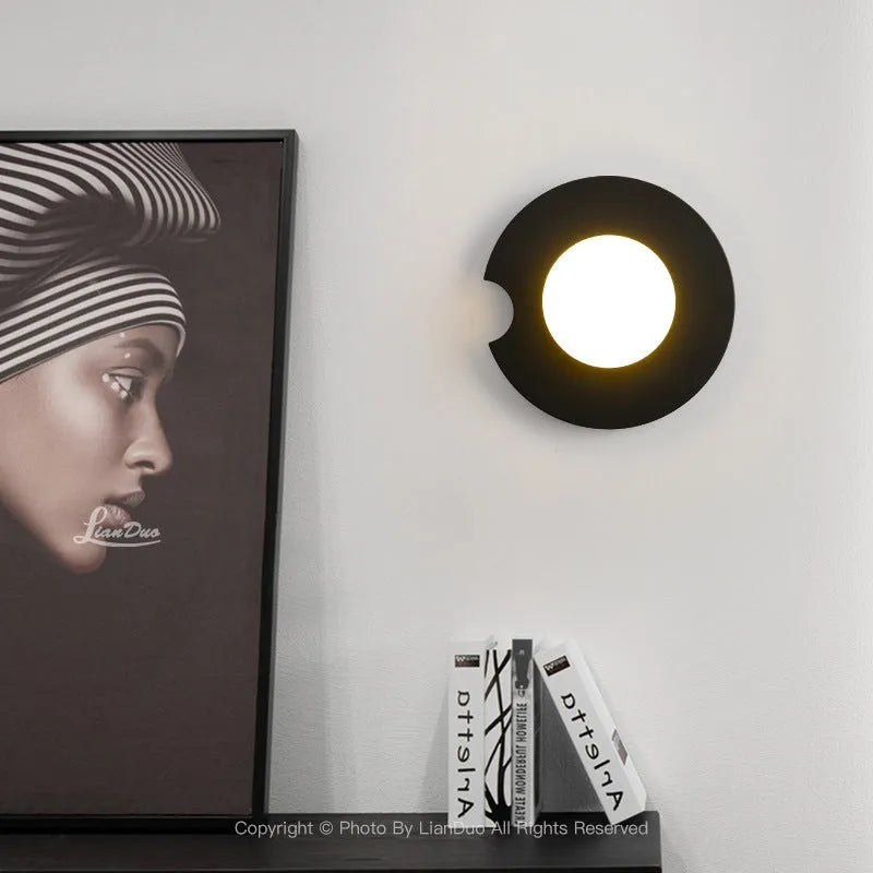 Glass wall lamp in black or gold, 220V, for bedroom bedside and background wall decoration, 7W light options.