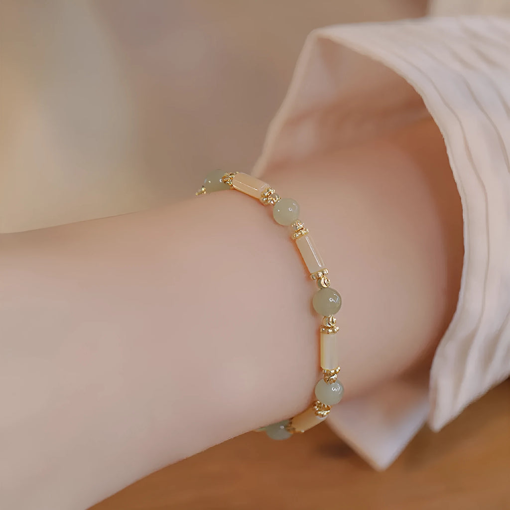 Women's Hetian jade bamboo joint bracelet in 6mm size showing casual style