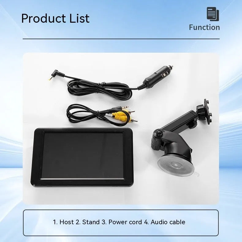 7-inch portable vehicle MP5 player with mounting bracket on black background