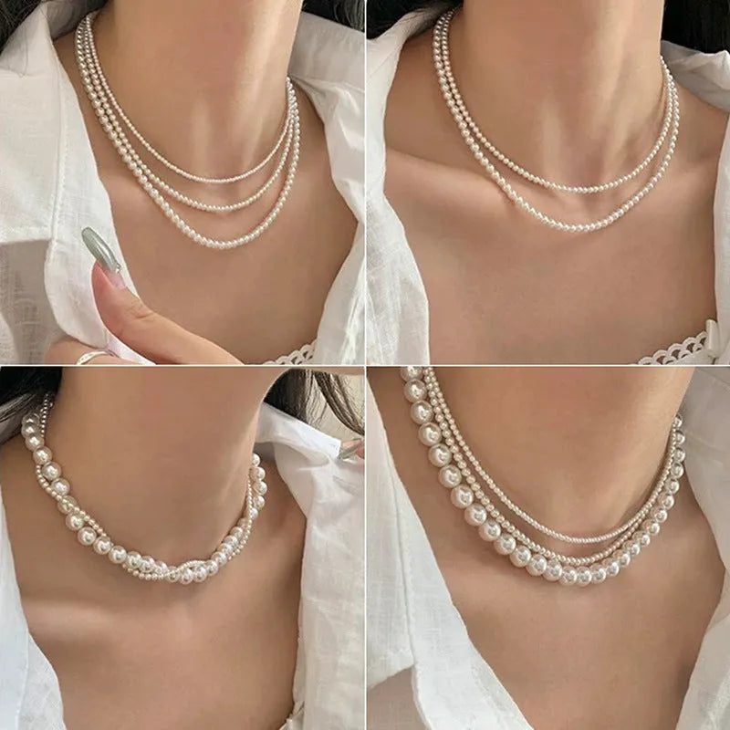 Unisex magnetic sweater necklace with mother pearl shellfish pendant and organic glass setting on electroplated chain, available in multiple colours
