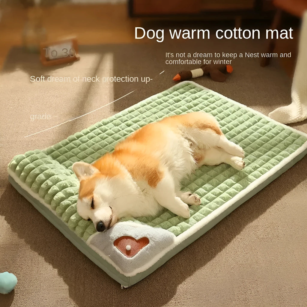 Coffee coloured washable dog bed mat with detachable cover for large dogs in autumn and winter