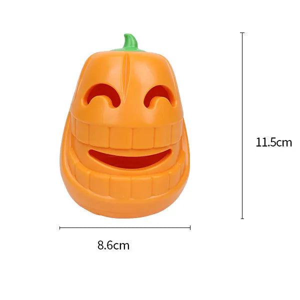 Halloween pumpkin shaped interactive dog chew toy with treat-dispensing funnel