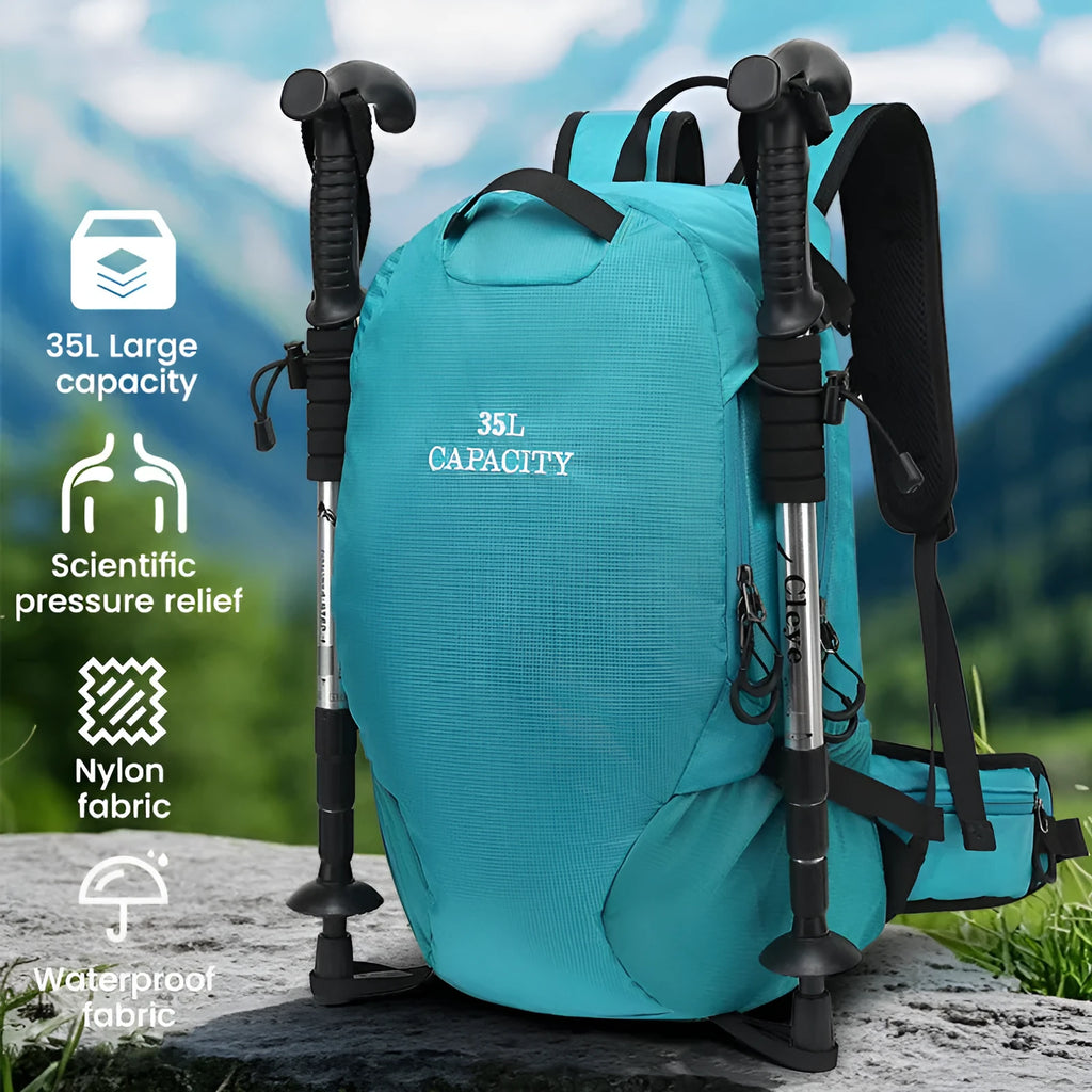 Waterproof Oxford cloth hiking backpack with physiological curve back plate in three colour options