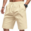 Men's polyester drawstring loose jogging shorts in bright red, black, light grey, dark grey or apricot