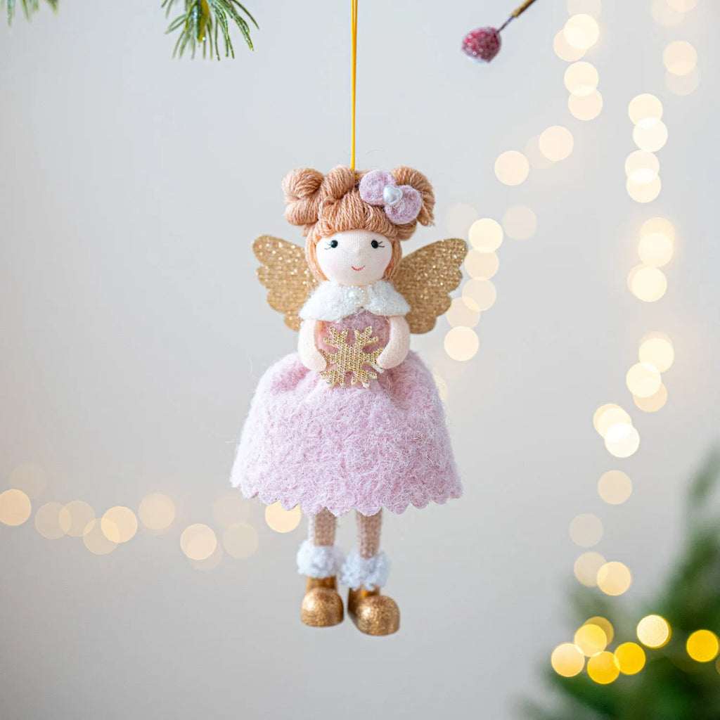Christmas angel wings plush pendant in pink or white cloth with modern design