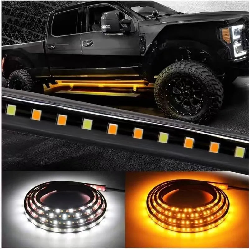 White yellow vehicle pedal streamer lights in 150cm and 180cm lengths with IP68 rating