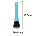 Soft nylon car detail brush for interior cleaning, available in black, blue, or red with short or long handle