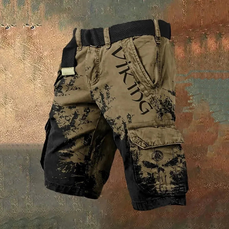 Men's digital print shorts with zip fastening in polyester fabric