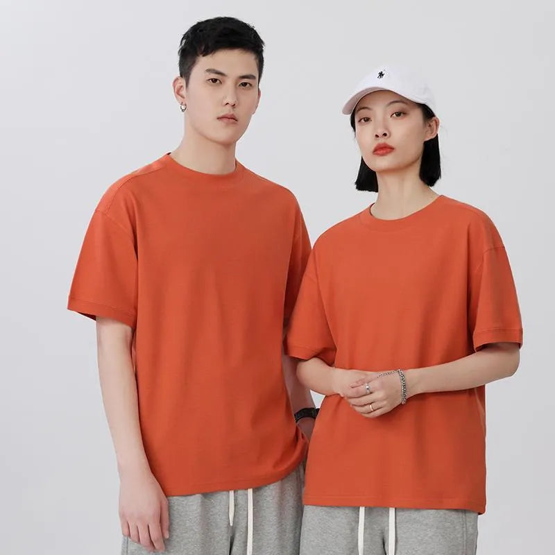 Cotton pique short-sleeved T-shirt in loose-fit style showing texture detail