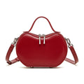 Creative fruit leather heart shape cowhide messenger bag in light brown with single shoulder strap