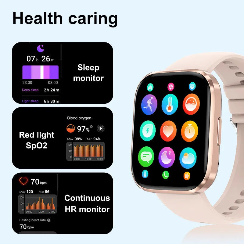 Bluetooth calling sports watch with heart rate and blood oxygen sensors on a TFT screen in gray colour