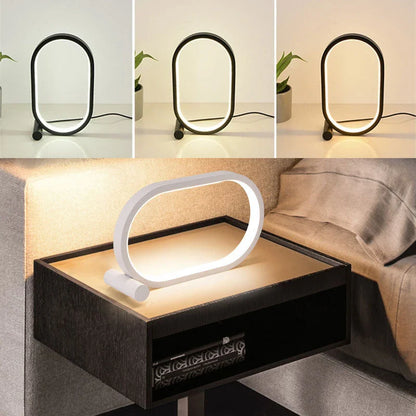 Oval acrylic desk lamp with touch controls, USB charging, and energy-efficient LED lighting