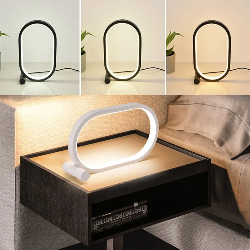 Modern Oval Acrylic Touch Control Desk Lamp with USB Charging