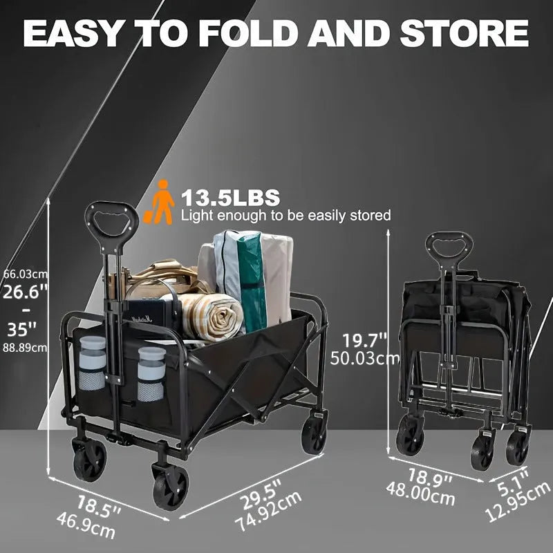 Alloy metal foldable garden cart storage box with 220LBS capacity rating