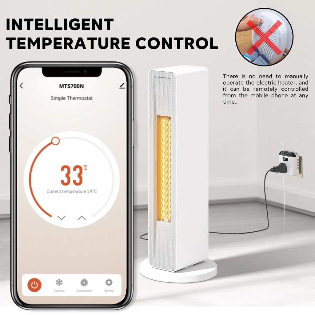 White smart thermostatic socket with remote and voice control for UK EU plug adaptors