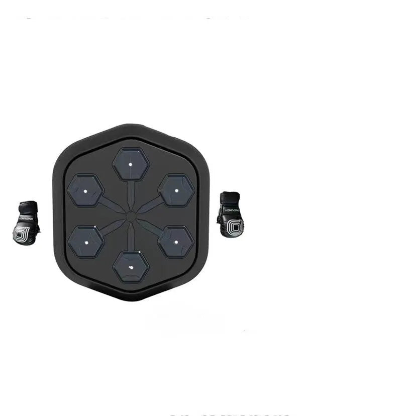 Black smart boxing machine with Bluetooth symbol and Velcro design on EVA surface.