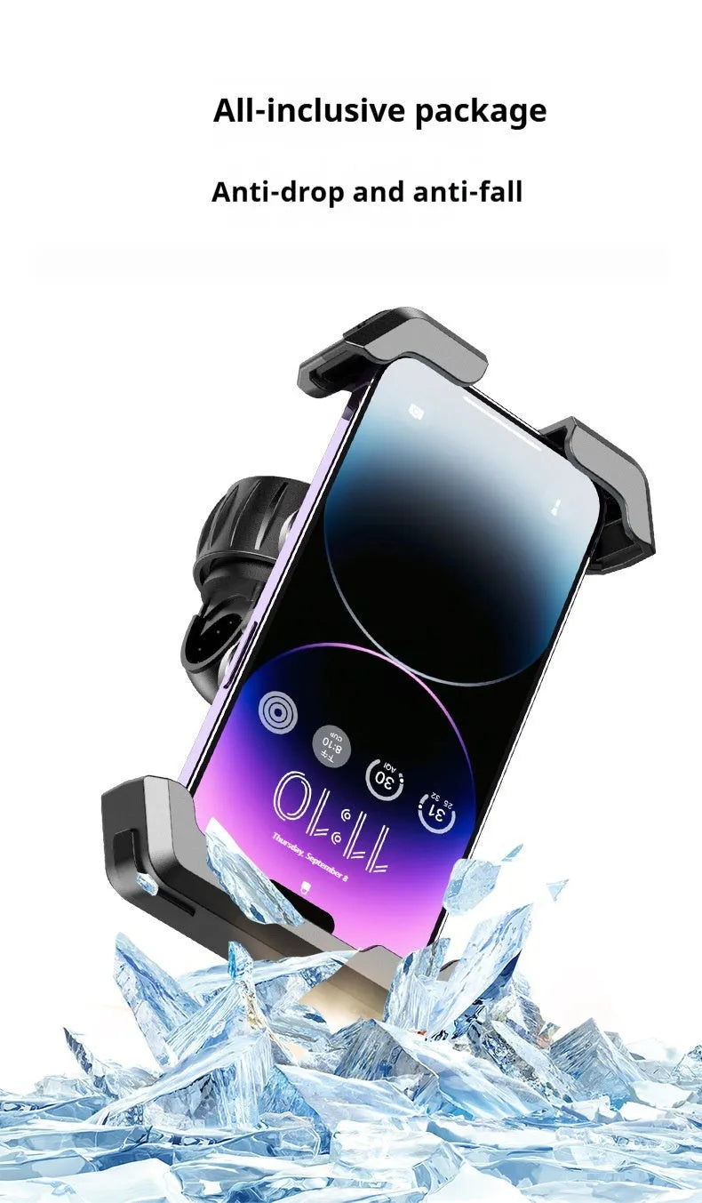 Black ABS bicycle handlebar phone mount with shock-absorbing knob for outdoor cycling navigation