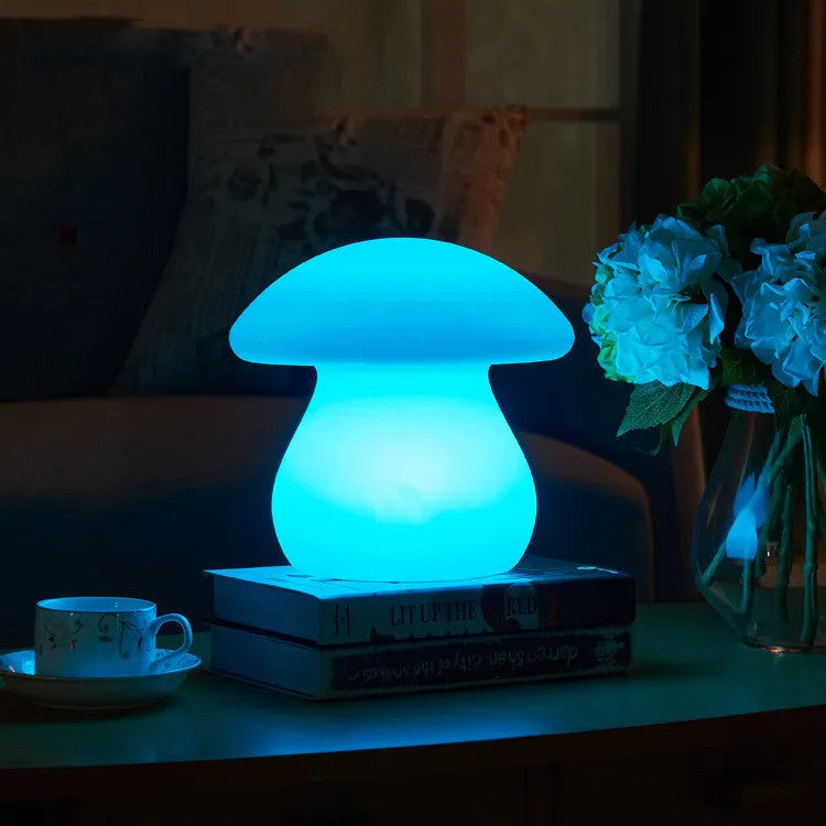 Rechargeable LED mushroom night light with remote control waterproof plastic desk lamp in picture color