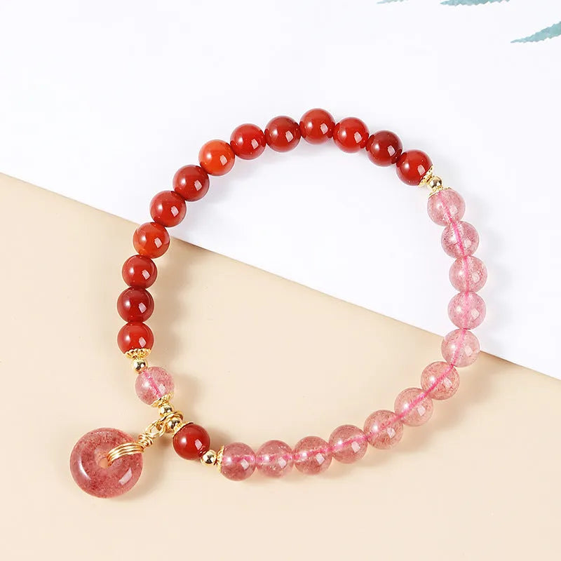 Green natural crystal jade bead Chinese-style bracelet for women with manual processing
