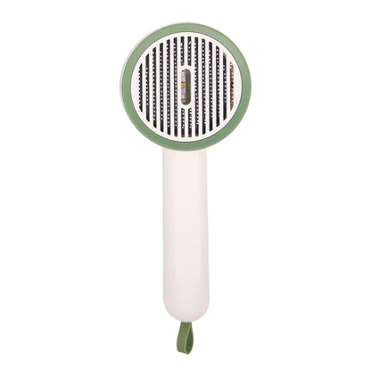 Rechargeable pet hair grooming brush with floating comb head for effortless detangling and dematting of cat and dog coats