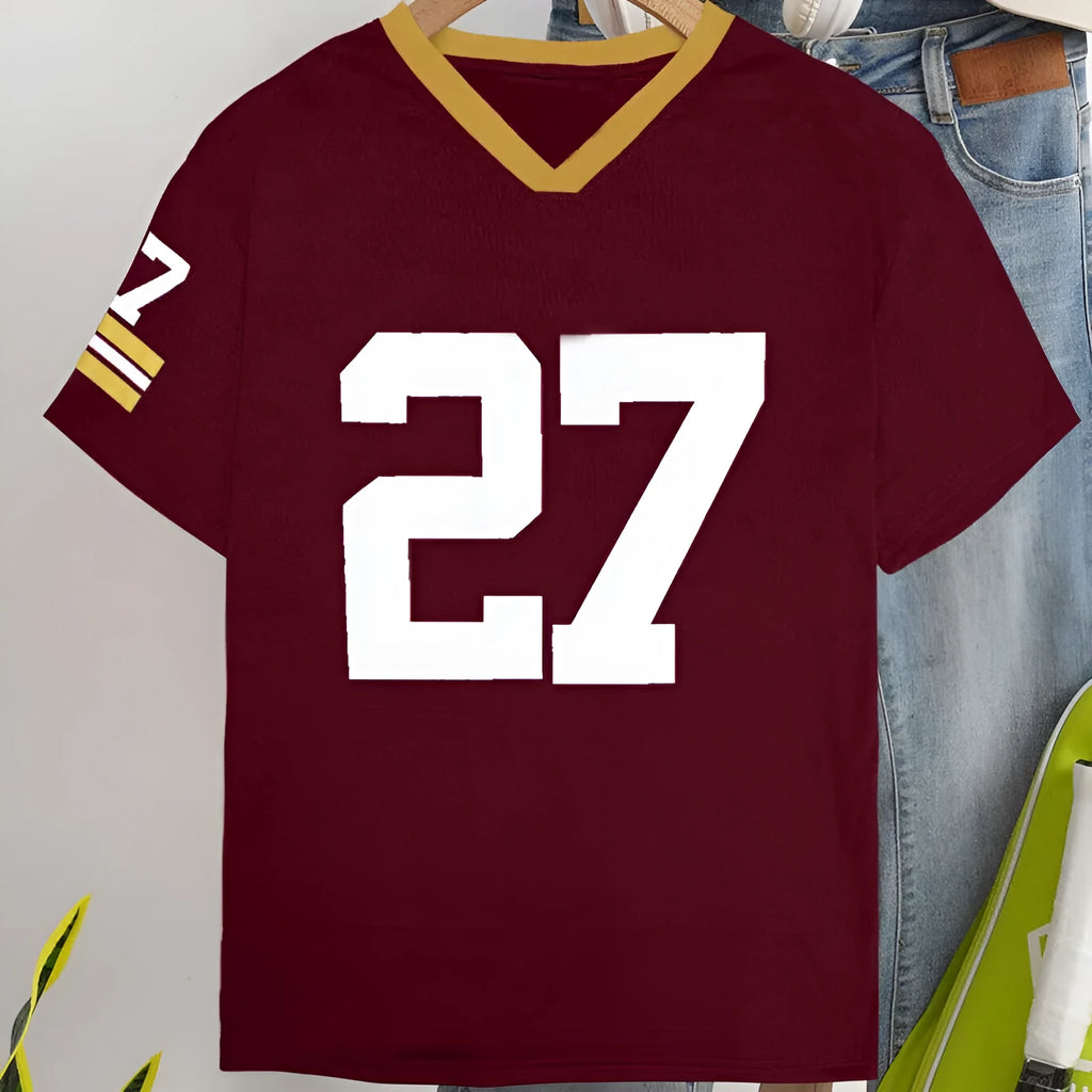 Loose fit cotton T-shirt with digital letter printing in red colour