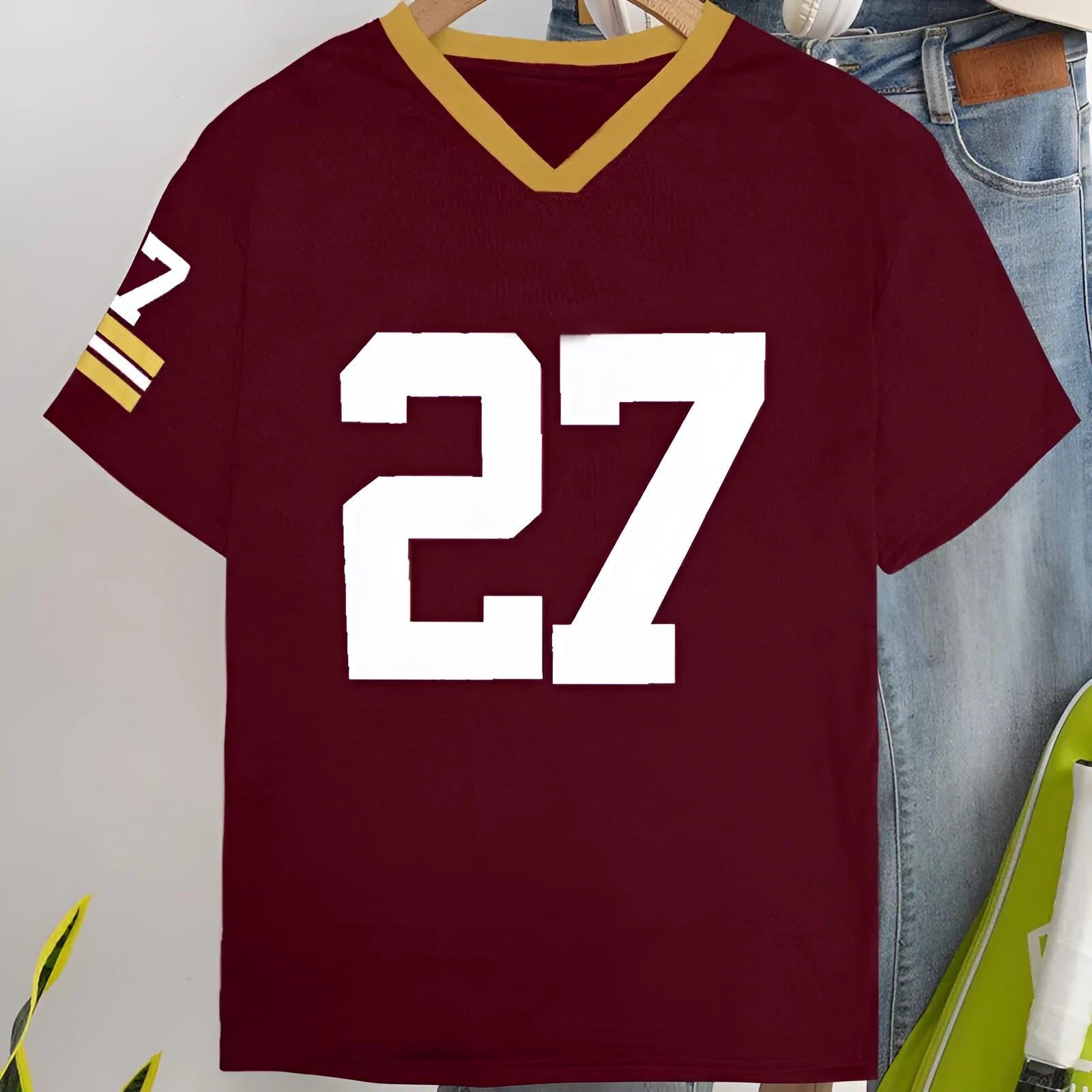 Loose fit cotton T-shirt with digital letter printing in red colour