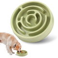 Blue silicone slow feeder dog bowl with raised labyrinth pattern design for large breeds