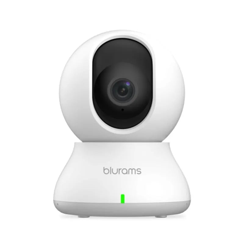 White HD smart camera for indoor panoramic monitoring with remote conversation and storage options