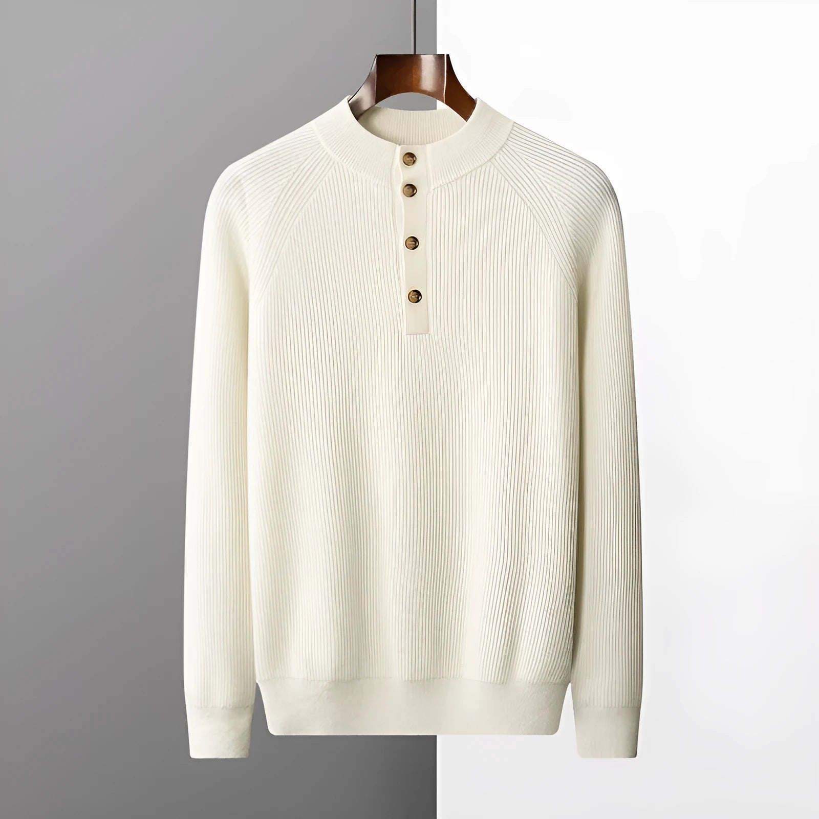 Oversized thick knitted pullover sweater with half-height cardigan collar in dark blue, loose fit