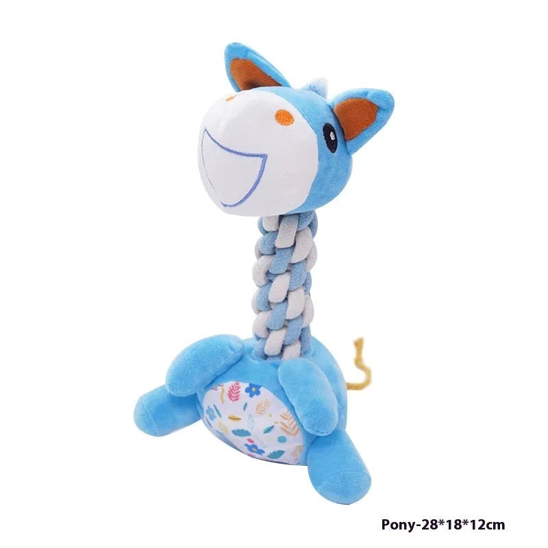 Dog anti-stuffy bite-resistant plush toy with bendable hitches, cotton thread, available in three colours