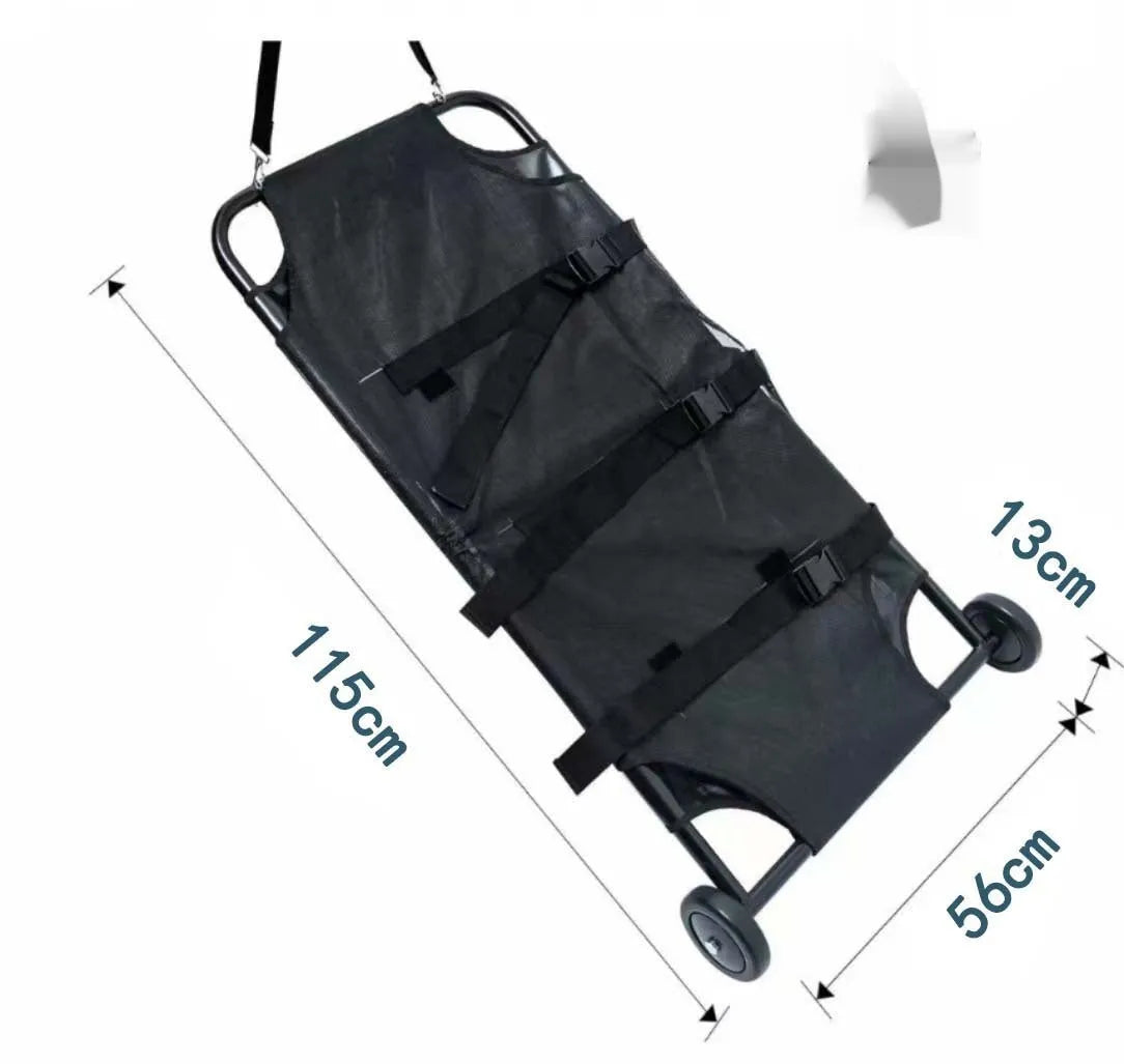 Black foldable aluminium alloy pet stretcher in large size for emergency dog transfer