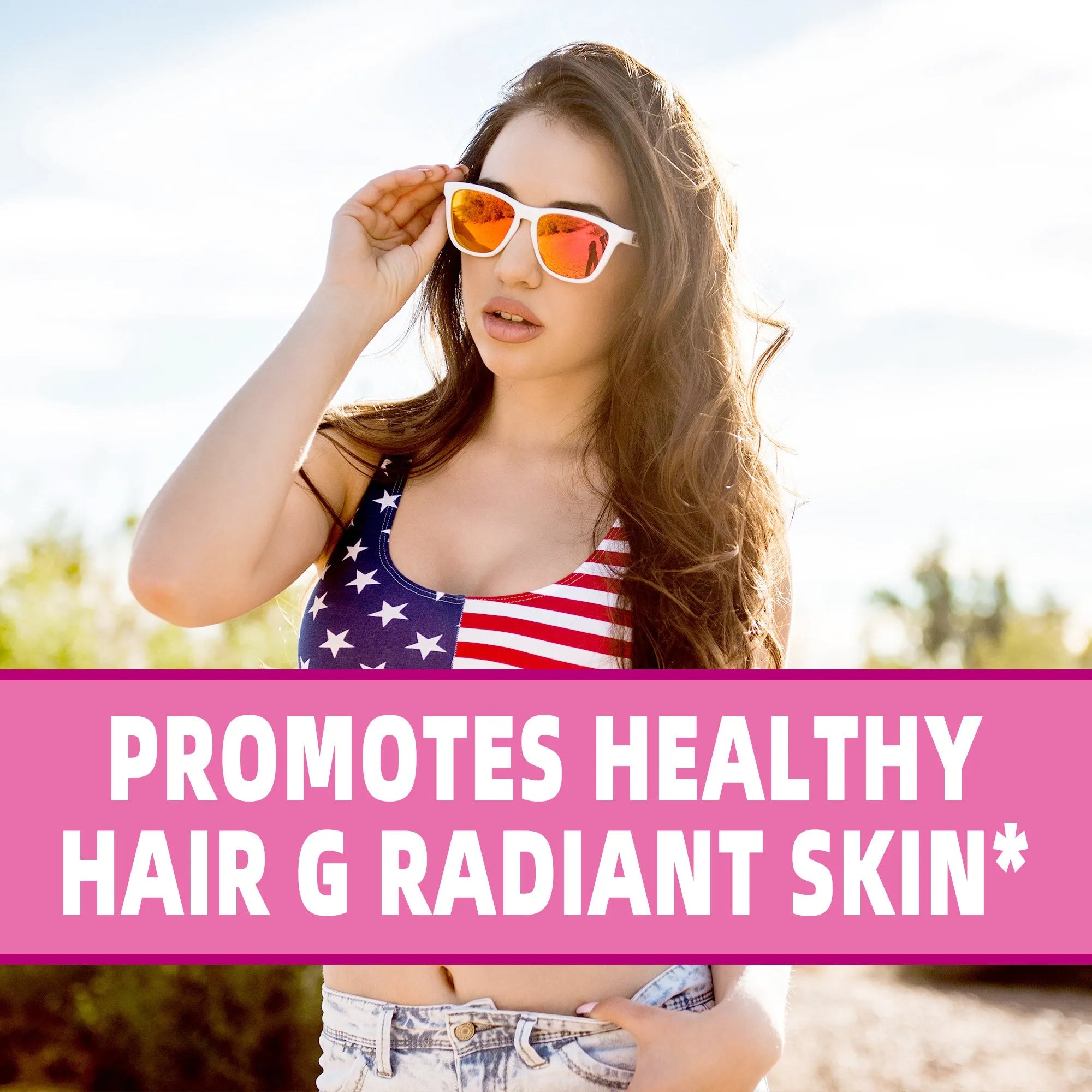 Bottle of strawberry-flavoured biotin vitamin collagen gummies for hair skin and nails health