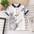 Boys short sleeve cotton T-shirt in solid colours with lapel collar for children aged 3-8 years