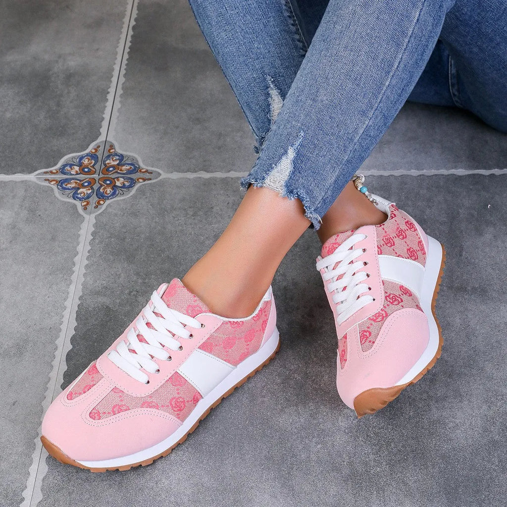 Women's oversized casual lace-up shoes in khaki with cross-strap design and round toe