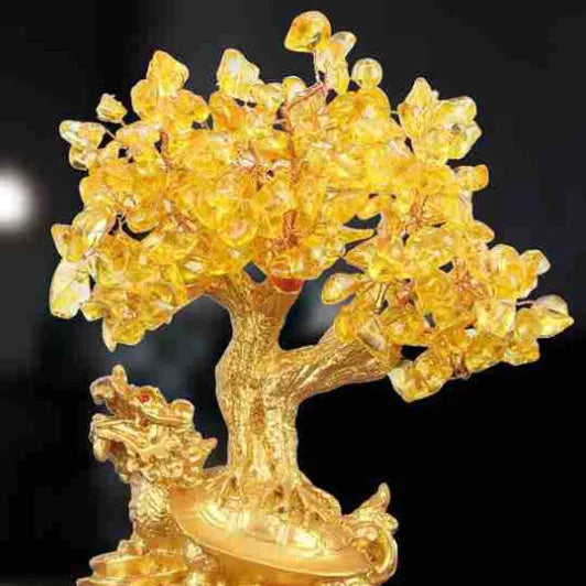 Citrine small water turtle money tree decorative ornament with Chinese style animal modelling