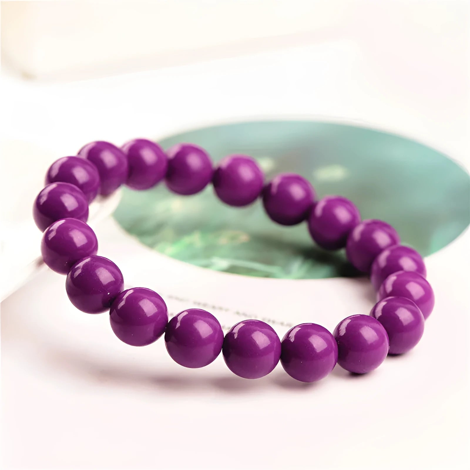 Jiuya Crystal Purple mica bracelet with 5A grade beads in polished finish