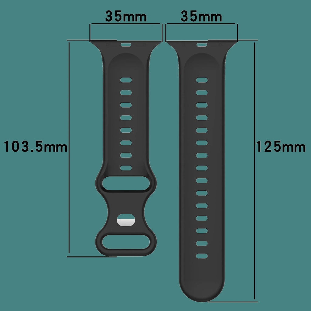 Butterfly tail silicone two-tone watch strap in army green and red for 38/40/41mm and 42/44/45/49mm lugs