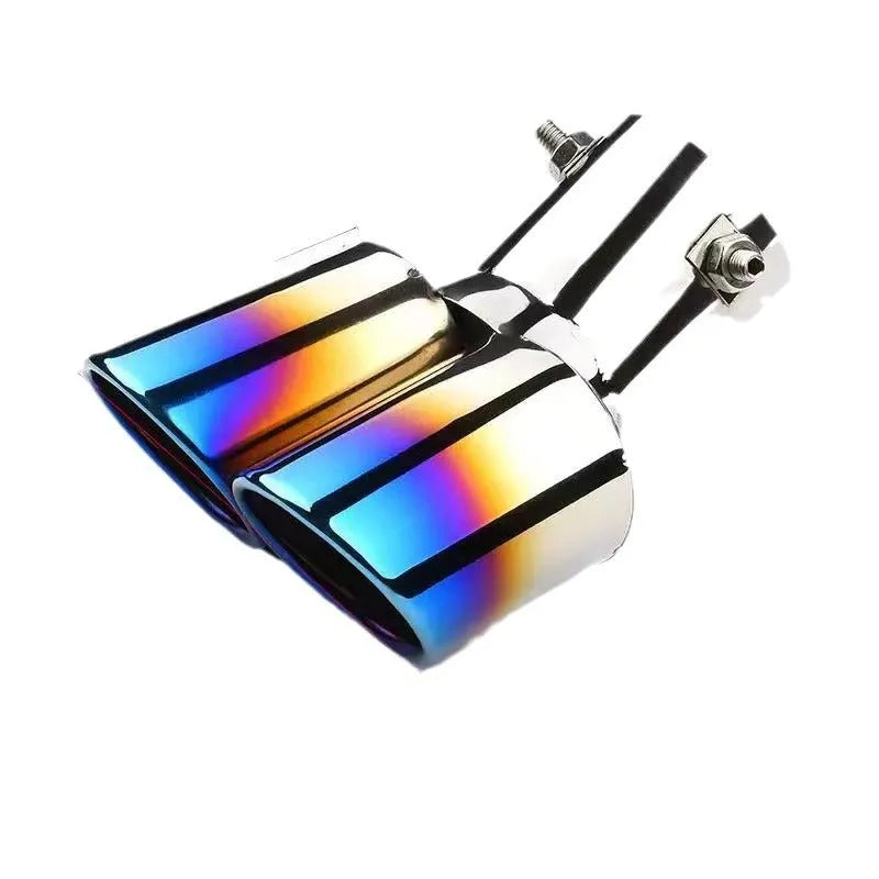 Car exhaust pipe back segment metal universal muffler tail hood decoration double baked blue flat mouth